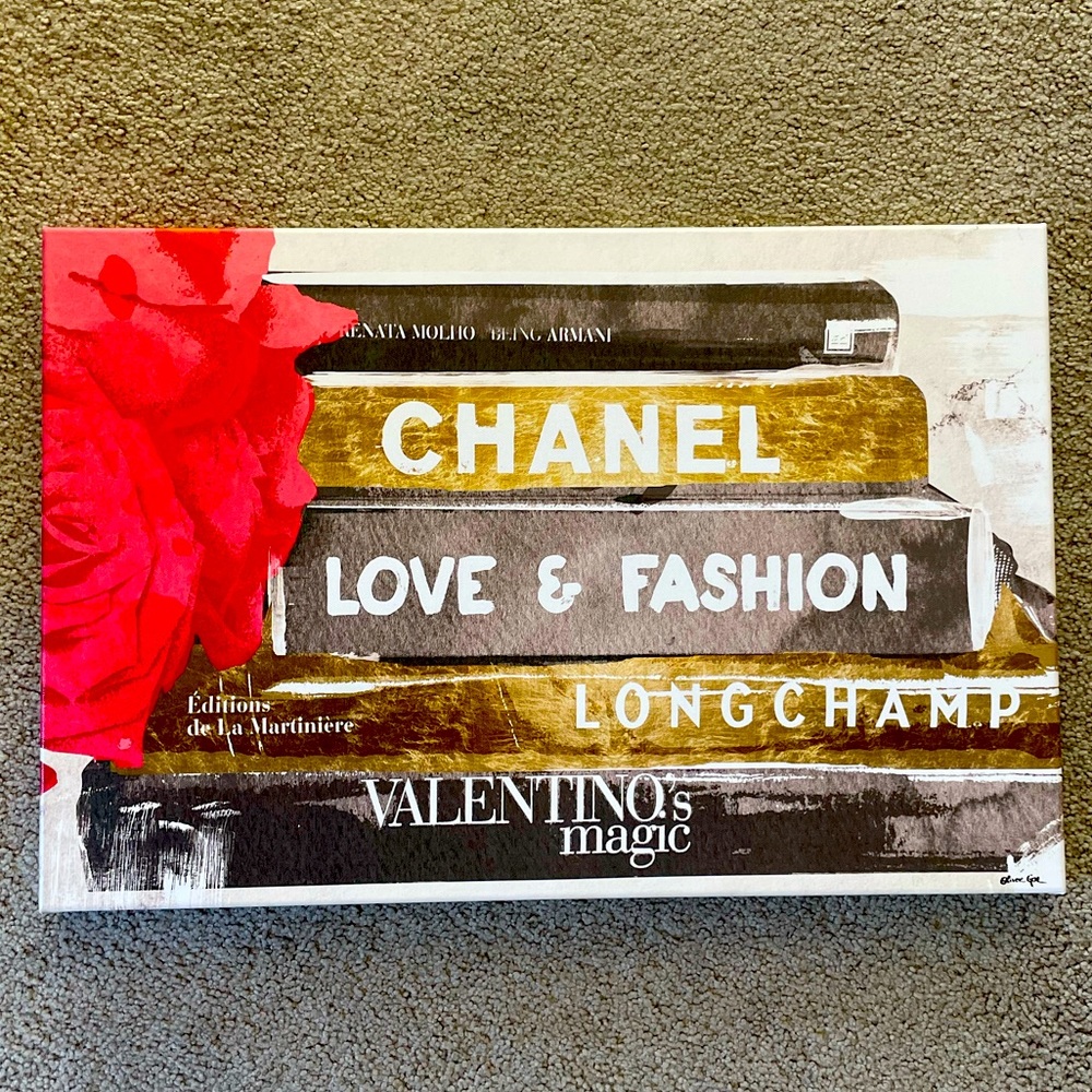 Oliver Gal "Ideas of Style" Fashion Book Stack Canvas 24"x16"